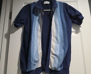OXKNITSTORE Navy Knit Top with Label